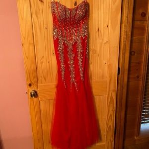 Jovani red strapless prom dress size 12